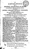 Scan of title page of Thomas Egerton's book catalogue of 1798.