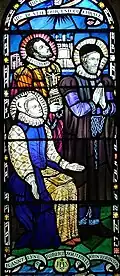 3 local English Catholic martyrs, a theme more typical of Margaret Agnes Rope, at Kesgrave Catholic church, near Ipswich, Suffolk