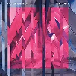 A translucent pink square over a series of intersecting gray and purple lines.