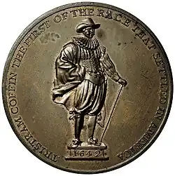 1827 medal depicting Tristram Coffin