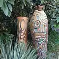 Two stoneware figures in the garden of Yalta Hotel Complex