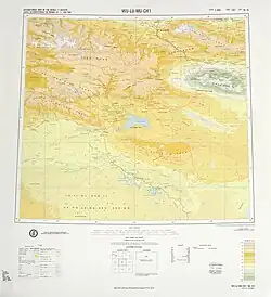 Map including Yuli (labeled as WEI-LI) and surrounding region from the International Map of the World (1975)