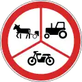 Road closed to the displayed vehicles
