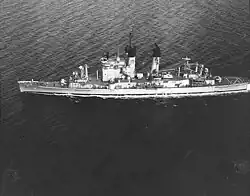 Elevated port side view of Columbus