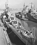 Montpelier moored at Mare Island Navy Yard, California.