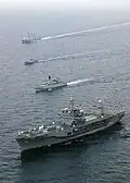 HDMS Peter Tordenskiold, HDMS Esbern Snare, HDMS Glenten and USS Mount Whitney during BALTOPS 2009.