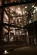 The south wing expansion of the Mechanical Engineering Building at night
