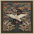 Rank badge with crane, late Qing dynasty, 19th century.