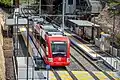 Tram at a light rail stop