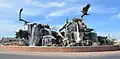 Fountain and sculpture on Utah Avenue Roundabout in Idaho Falls