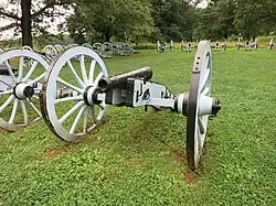 Photo shows replica cannons in the Artillery Park located east of the parking lot on East Inner Line Drive.