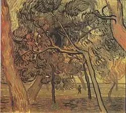 Study of Pine Trees appears to be within the walled Saint-Paul 1889 Kröller-Müller Museum, Otterlo, Netherlands (F742)
