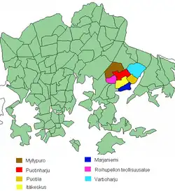 Position of Vartiokylä within Helsinki