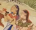 Detail of Vasant Ragini, Rajastani painting 1500s showing early form of choli tied at the back.
