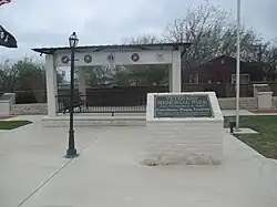 Veterans Memorial Park in Rhome has 12 plaques honoring American service personnel from the wars fought since 1917.