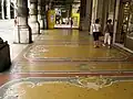 The "Venetian-style" paving of the porticoes