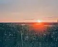 Sunset over upper Eastmain River from Otish Mountains