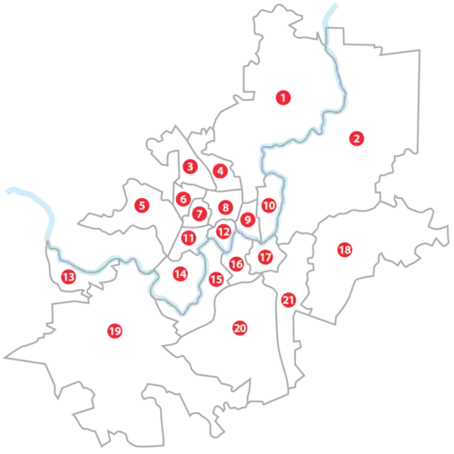Numbered map of Vilnius