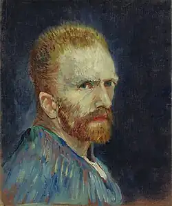 Vincent van Gogh, Self-Portrait, c. 1887, oil on canvas, 40 × 34&nbsp;cm (15+3⁄4 by 13+3⁄8). Wadsworth Atheneum Museum of Art, Hartford, Connecticut