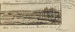 Sketch of the view from his studio window in letter 200 (F-, JH930)