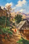 Vranduk Castle and the Sultan Mehmed II Fatih Mosque of 1463, oil painting by Otto Seraphim Peters (around 1885)