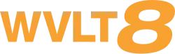 An orange italicized 8 in a sans serif font next to the letters W V L T