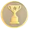 Circular 4-inch brass plaque with athletic trophy
