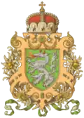 The arms in a heraldic console decorated with edelweiss, Hugo Gerard Ströhl, 1890