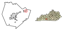 Location of Smiths Grove in Warren County, Kentucky.