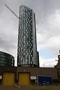 West Tower viewed from ground level