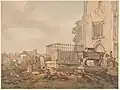 William Henry Hunt, Bushey Churchyard, c. 1822, Watercolor, pen and brown ink, and graphite