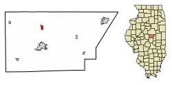 Location of Wapella in DeWitt County, Illinois.
