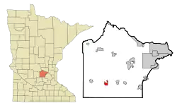 Location of Howard Lake within Wright County, Minnesota
