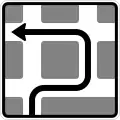 Sign 590-10 Complicated traffic touring (if turning left is forbidden)