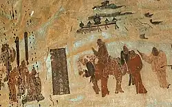 The travel of Zhang Qian to the West, details of mural from cave 323, 618–712