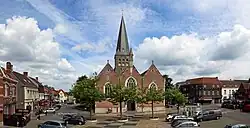 Zomergem: Market Place and St Martin's church