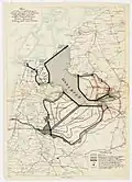 The Zuiderzee Works as planned in 1924 on Lely's map, the polder is called Zuidwestpolder.