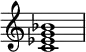 {
\override Score.TimeSignature #'stencil = ##f
\relative c' {
\clef treble \time 4/4
<c es g bes>1
} }