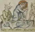 Together with other children, Jesus is catching fish on Sabbath.