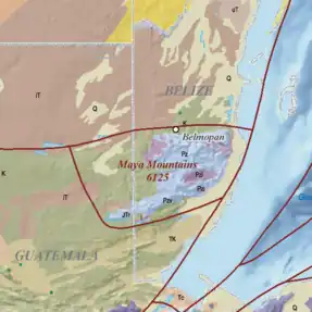 Maya Mountains / in 2006 map by French & Schenk / via USGS