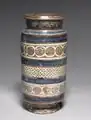 Design influenced by contemporary Islamic designs due to the Muslim occupied Spain at the time of its creation. Manufactured between 1400 and 1420. Located at the Cleveland Museum of Art in the Medieval Art collection.